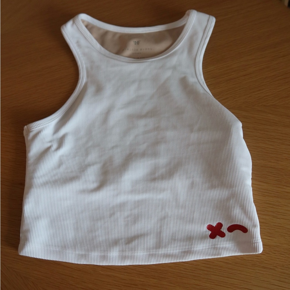 White Sleeveless Kids Top with Red Detail
